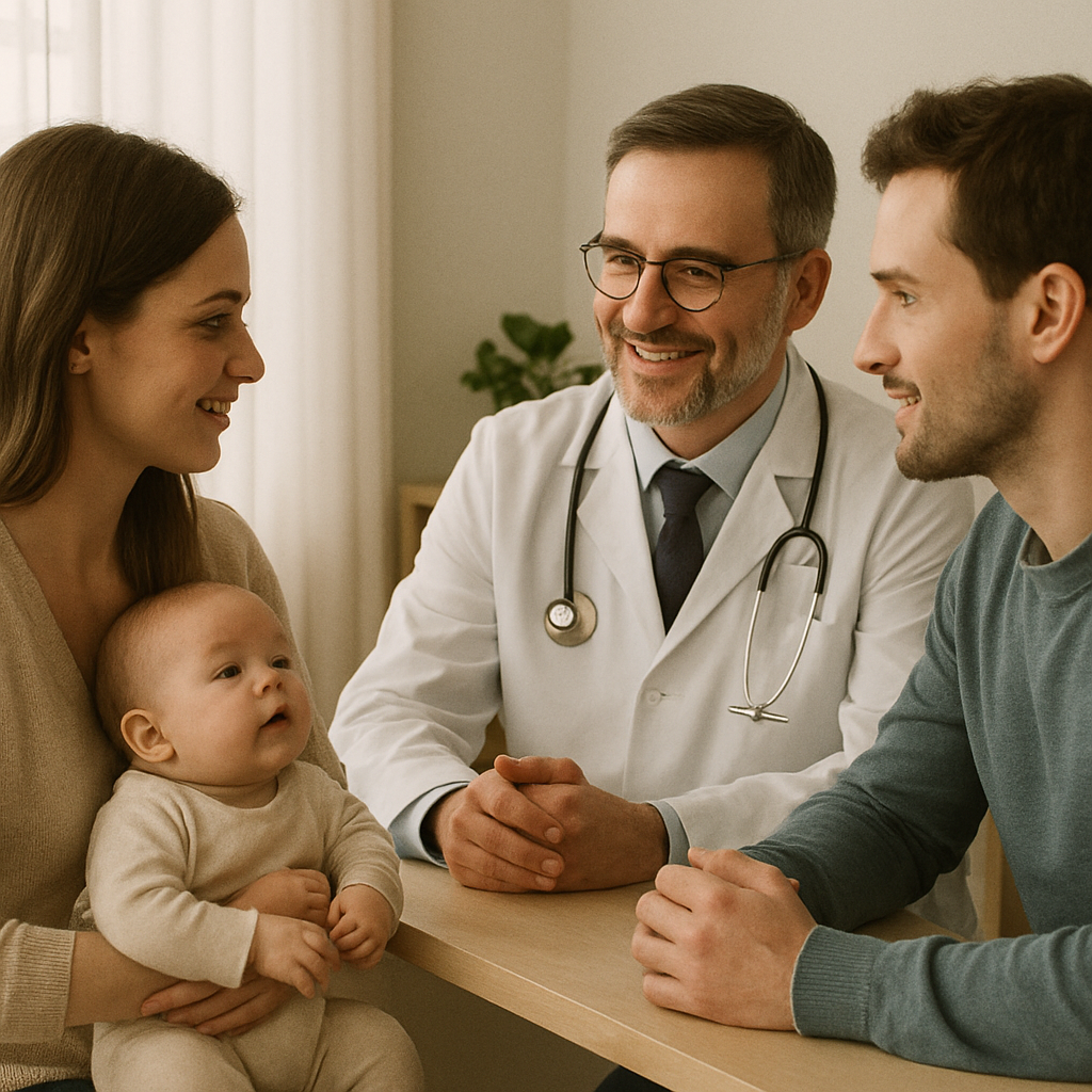 A interação entre pais e um profissional de saúde