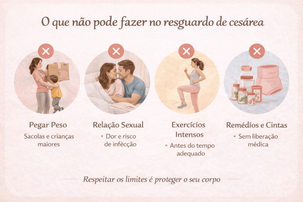 Atividades que devem ser evitadas durante o resguardo de cesárea