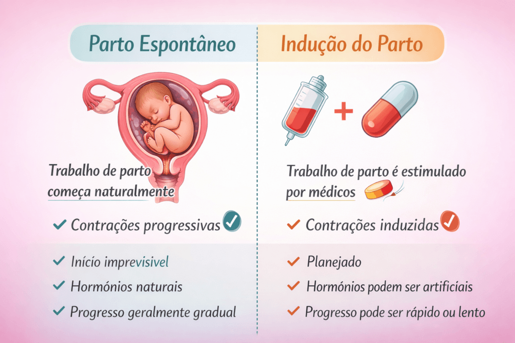 diferença entre parto espontâneo e indução do parto